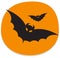 Sticker with bats. Orange and black halloween sticker