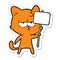 sticker of a bored cartoon cat with sign post