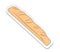 sticker of brown baked bread baguette in flat cartoon style isolated on white background