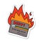 sticker of a burning credit card cartoon