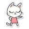 sticker of a calm cartoon cat girl pointing