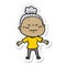 sticker of a cartoon annoyed old lady