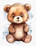 Sticker Cartoon Baby Teddy Bear Closeup