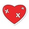 sticker of a cartoon beaten up heart