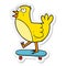 sticker of a cartoon bird on skateboard