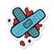 sticker of a cartoon bloody medical plaster