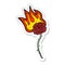 sticker of a cartoon burning rose