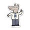 sticker of a cartoon business wolf with idea