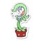 sticker of a cartoon carnivorous plant