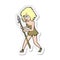 sticker of a cartoon cave girl