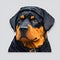 sticker, cartoon cute Rottweiler, white background, Vermeer style, 12K Ai Generated