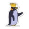 sticker of a cartoon emperor penguin waving