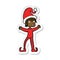 sticker of a cartoon excited christmas elf