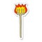 sticker of a cartoon flaming devil fork