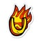 sticker of a cartoon flaming letter