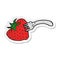 sticker of a cartoon fork in giant strawberry