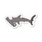 sticker of a cartoon hammerhead shark