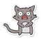 sticker of a cartoon horrified cat