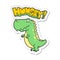 sticker of a cartoon hungry dinosaur