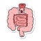sticker of a cartoon intestines crying