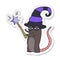 sticker of a cartoon magic witch mouse