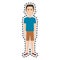 Sticker cartoon man with short pants and hairstyle