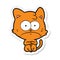 sticker of a cartoon nervous cat