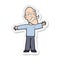 sticker of a cartoon old man spreading arms wide