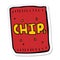 sticker of a cartoon packet of chips