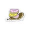 sticker of a cartoon pile of donuts