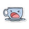 sticker of a cartoon shouting tea cup