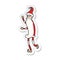 sticker of a cartoon skinny santa