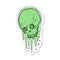 sticker of a cartoon slimy skull