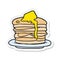 sticker of a cartoon stack of pancakes