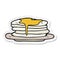 sticker of a cartoon stack of pancakes