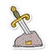 sticker of a cartoon sword in stone