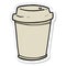 sticker of a cartoon takeout coffee cup