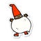 sticker of a cartoon tiny santa