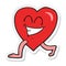 sticker of a cartoon walking heart