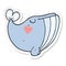 sticker of a cartoon whale with love heart