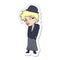 sticker of a cartoon woman in bowler hat