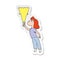 sticker of a cartoon woman searching with torch