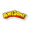 sticker of a cartoon word awesome