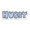 sticker of a cartoon word hubby