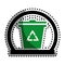 Sticker circular shape with trash container with recycle logo