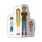 sticker color silhouette family with redhead and dad with beard