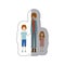 sticker color silhouette with kids and mom with pants and jacket