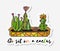 Sticker with colored funny cute cactus.