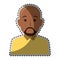 Sticker colorful half body brunette bald man with beard