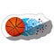 sticker colorful olympic flame with stars and basketball ball